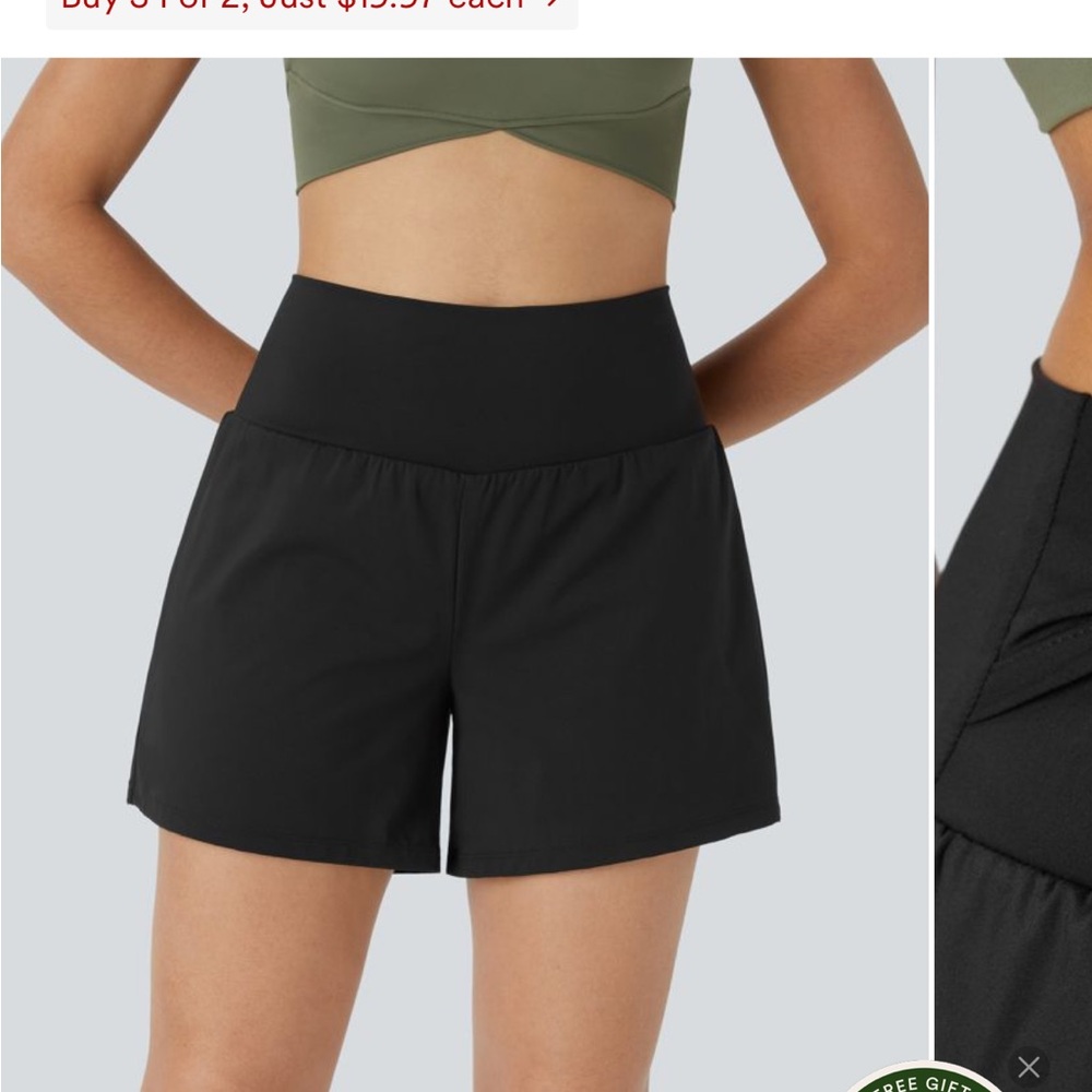 HALARA Black Athletic Shorts High-Rise Compression Fit 5 inch. high waist